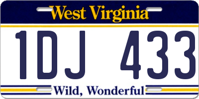 WV license plate 1DJ433