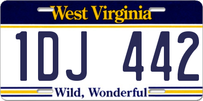 WV license plate 1DJ442