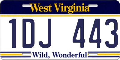 WV license plate 1DJ443