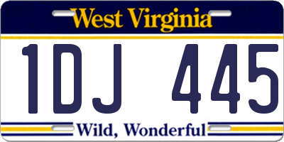 WV license plate 1DJ445