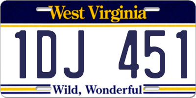 WV license plate 1DJ451