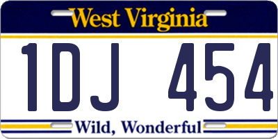 WV license plate 1DJ454