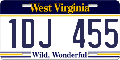 WV license plate 1DJ455