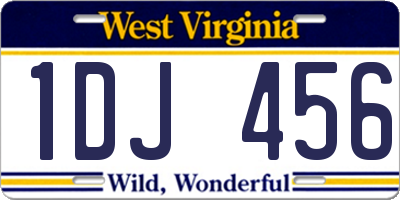 WV license plate 1DJ456