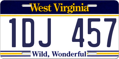 WV license plate 1DJ457