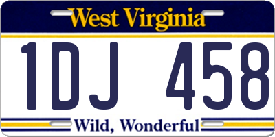 WV license plate 1DJ458
