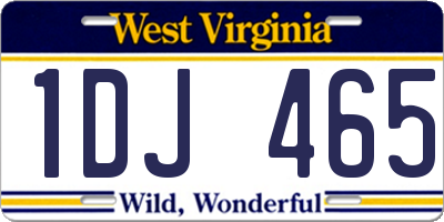 WV license plate 1DJ465