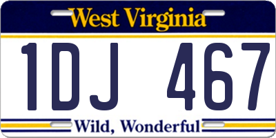 WV license plate 1DJ467
