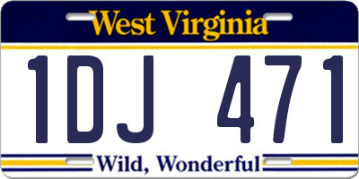 WV license plate 1DJ471