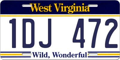 WV license plate 1DJ472