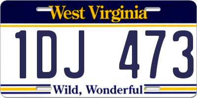 WV license plate 1DJ473
