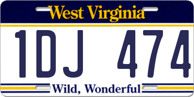 WV license plate 1DJ474