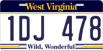 WV license plate 1DJ478