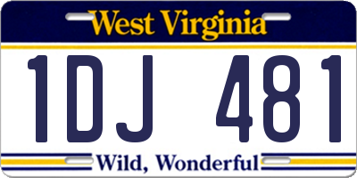 WV license plate 1DJ481