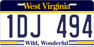 WV license plate 1DJ494