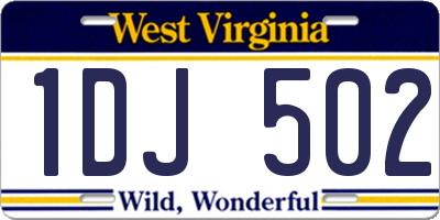 WV license plate 1DJ502
