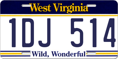 WV license plate 1DJ514