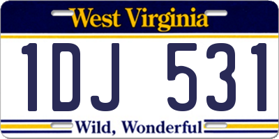 WV license plate 1DJ531