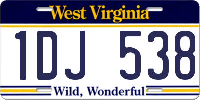 WV license plate 1DJ538
