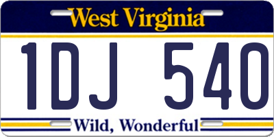 WV license plate 1DJ540