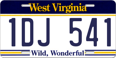 WV license plate 1DJ541