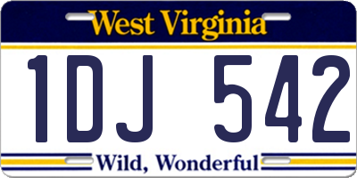 WV license plate 1DJ542