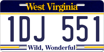 WV license plate 1DJ551