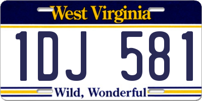 WV license plate 1DJ581