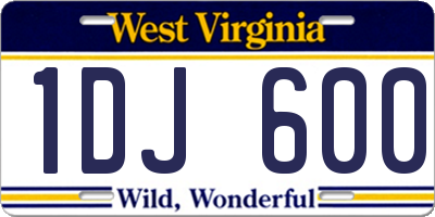 WV license plate 1DJ600