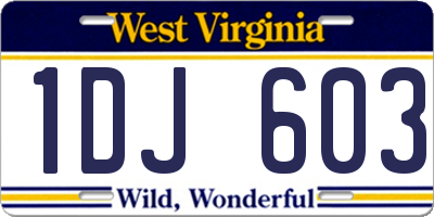 WV license plate 1DJ603