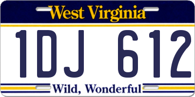 WV license plate 1DJ612