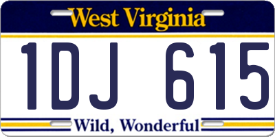 WV license plate 1DJ615