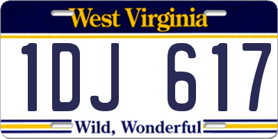 WV license plate 1DJ617