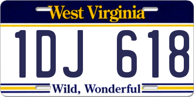 WV license plate 1DJ618