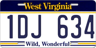 WV license plate 1DJ634