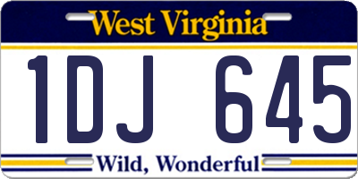 WV license plate 1DJ645