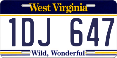 WV license plate 1DJ647