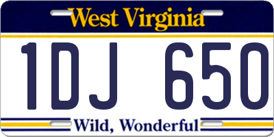 WV license plate 1DJ650