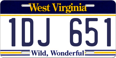 WV license plate 1DJ651