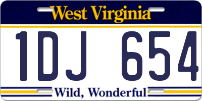 WV license plate 1DJ654