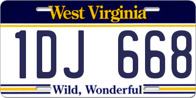 WV license plate 1DJ668