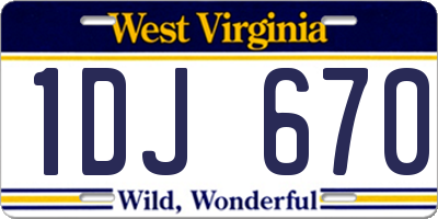 WV license plate 1DJ670