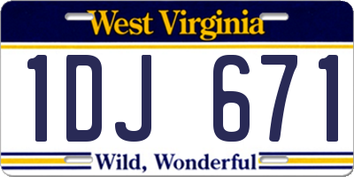 WV license plate 1DJ671