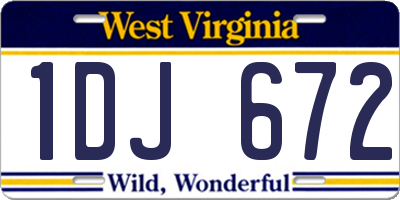 WV license plate 1DJ672