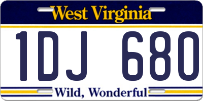 WV license plate 1DJ680