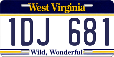 WV license plate 1DJ681