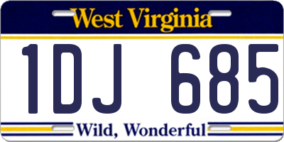 WV license plate 1DJ685