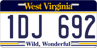 WV license plate 1DJ692