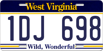 WV license plate 1DJ698