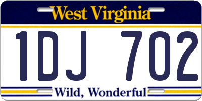 WV license plate 1DJ702